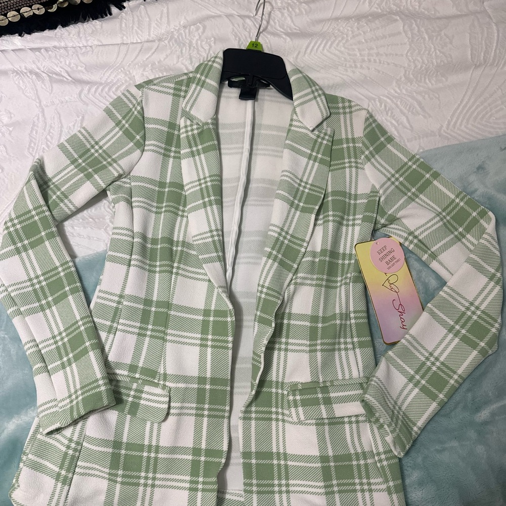 Green Plaid Women's Blazer
